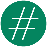 Icon of circle with number hashtag within 