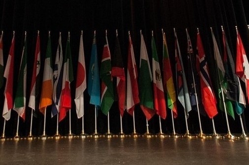 Model UN display of international flags