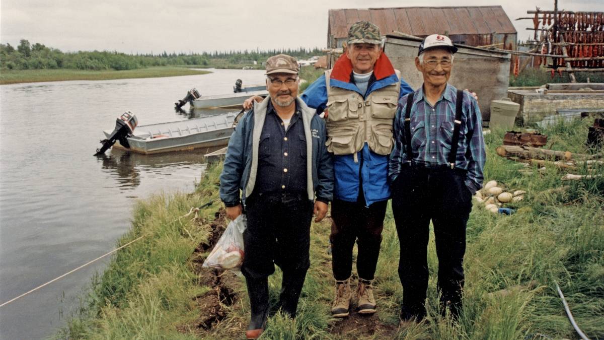 Ted Stevens and two others along the Kuskokwim