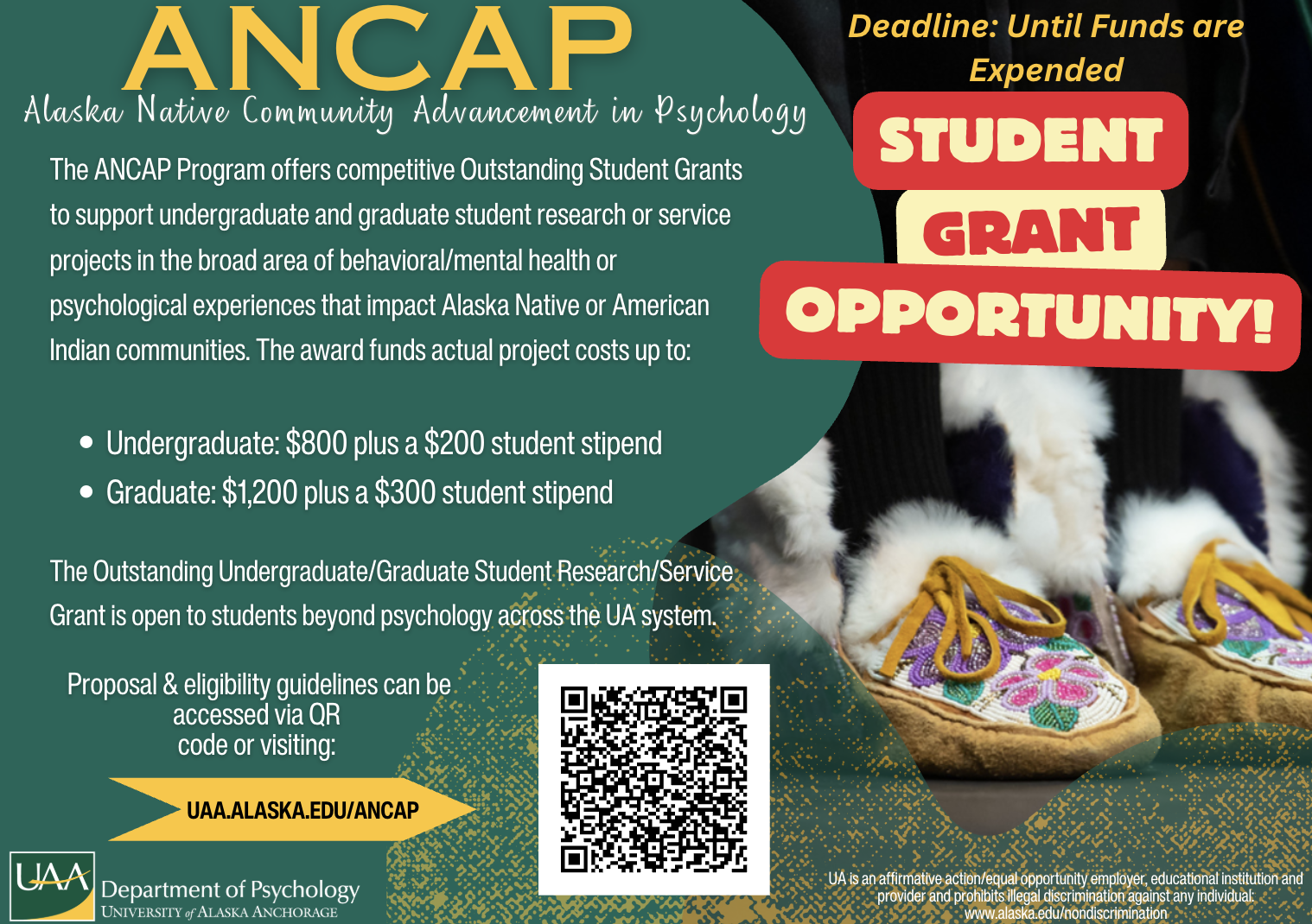 ANCAP grant flyer ANCAP grant information with QR code