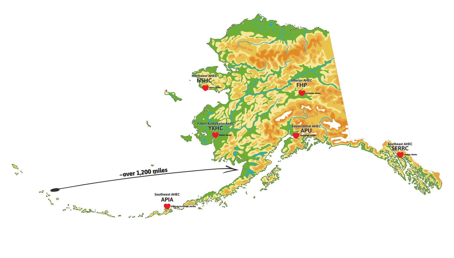 Regional Alaska AHEC Centers Map Map of Regional AHEC Centers