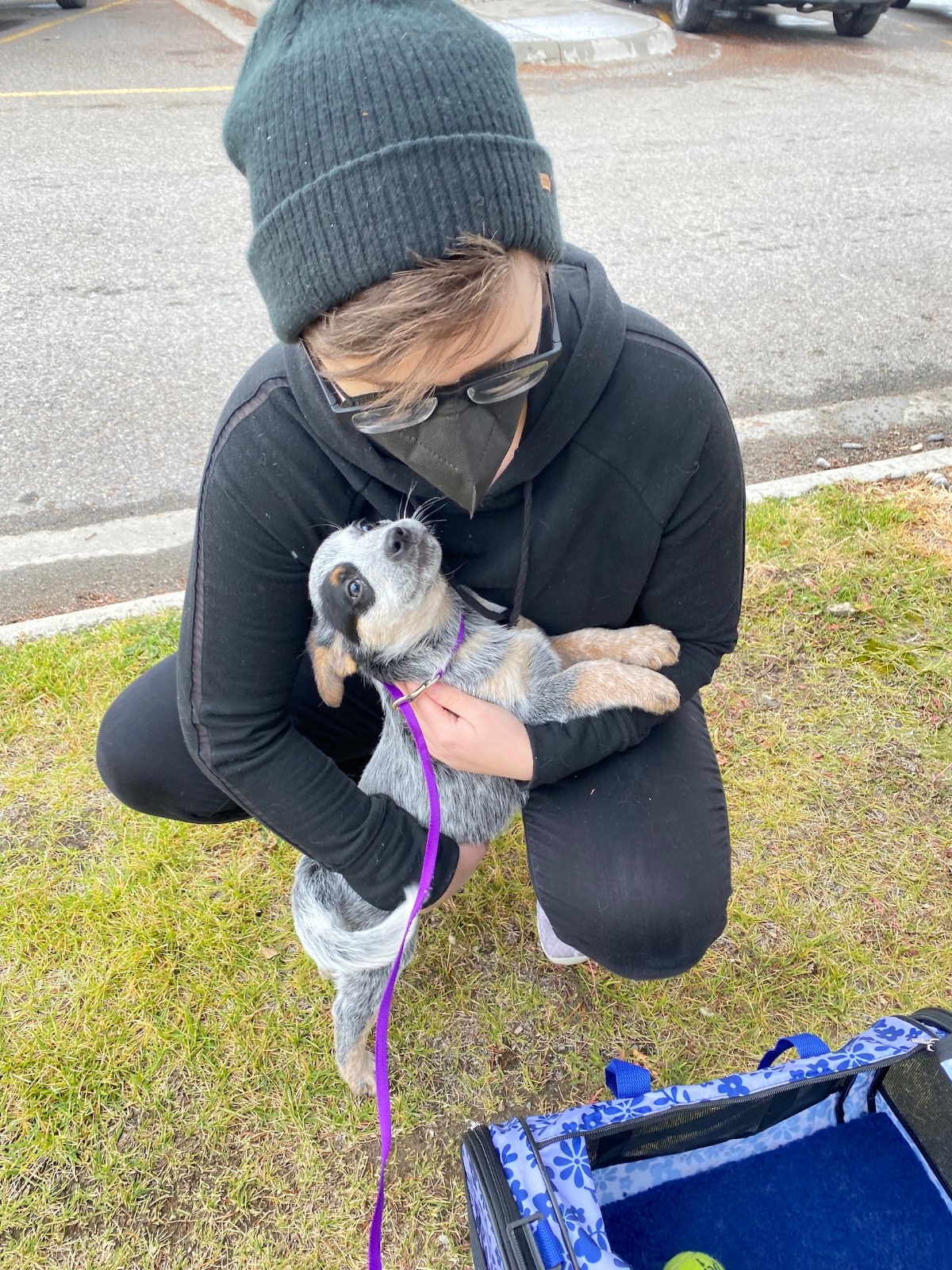 Briana Moffat meets her puppy for the first time