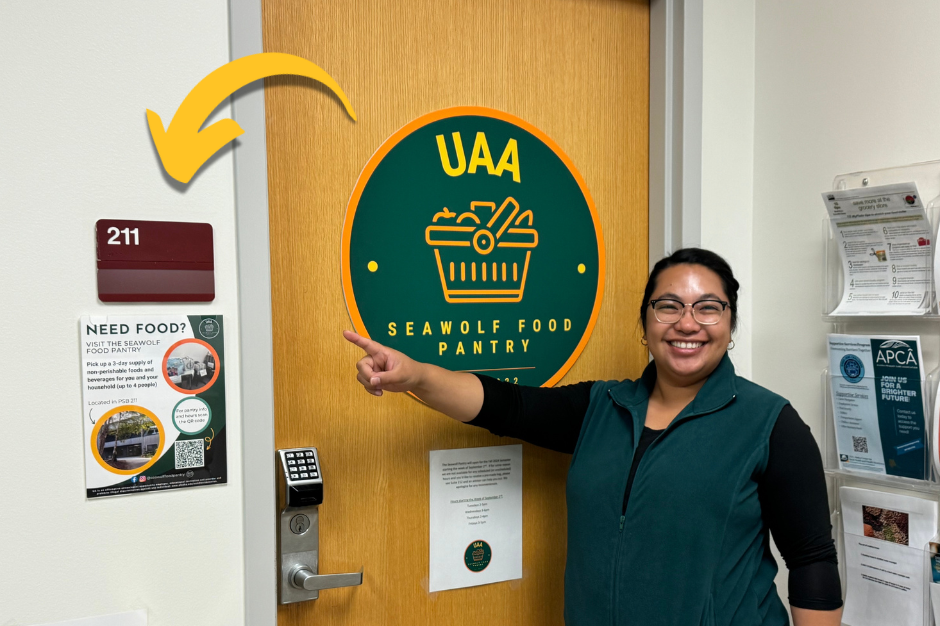 UAA student shows off new Seawolf Pantry location