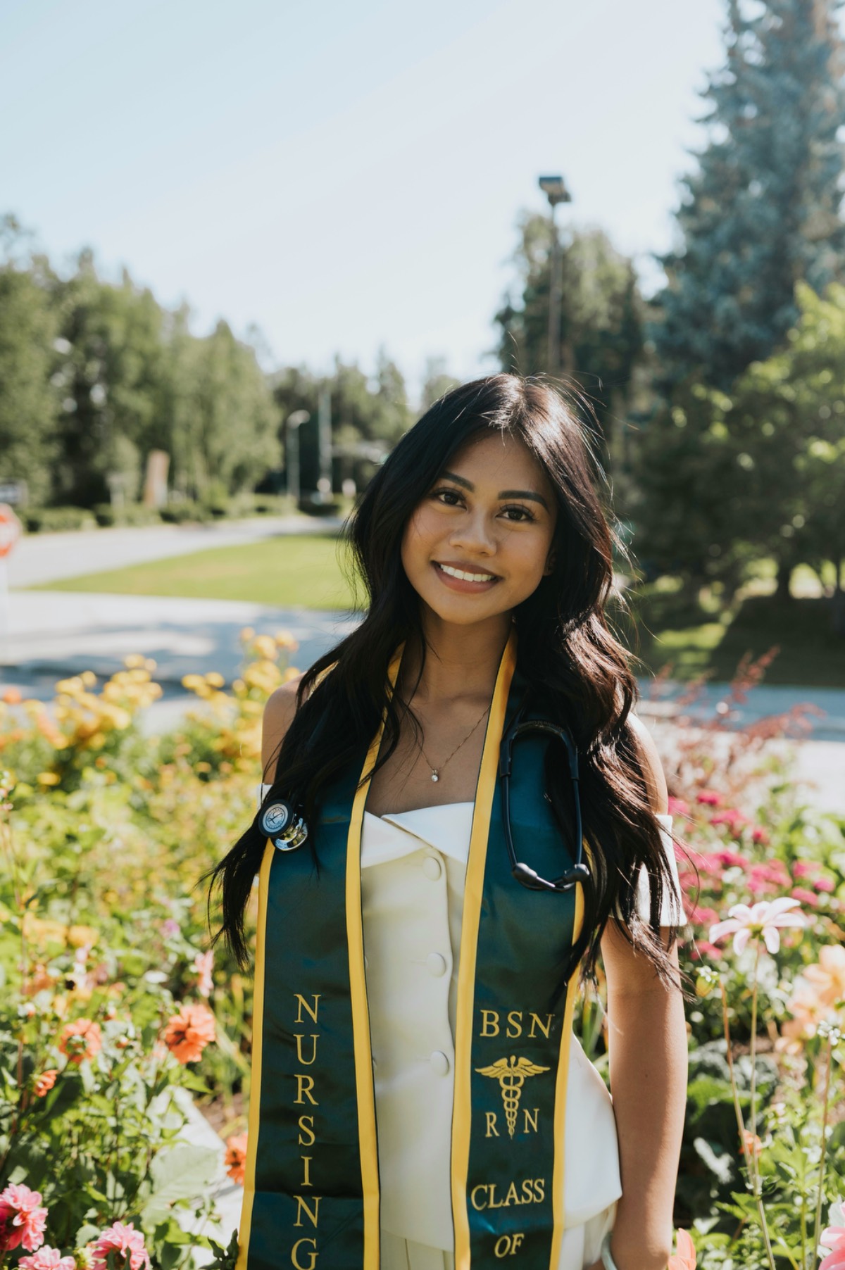 Kaycelyn Gajonera wearing her graduation attire