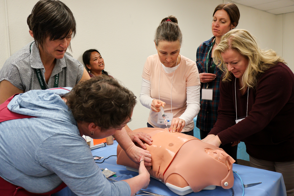 Providers practicing medical simulation