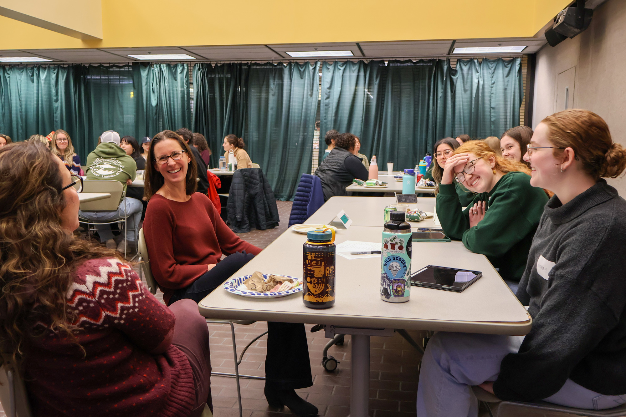 Students engage in active discussion on inclusive practices, exchanging ideas with peers during the 2024 Fall Grand Rounds on Nov. 8, 2024, at UAA. (Photo by Kevin Bennett, UAA Alaska Center for Rural Health & Health Workforce)