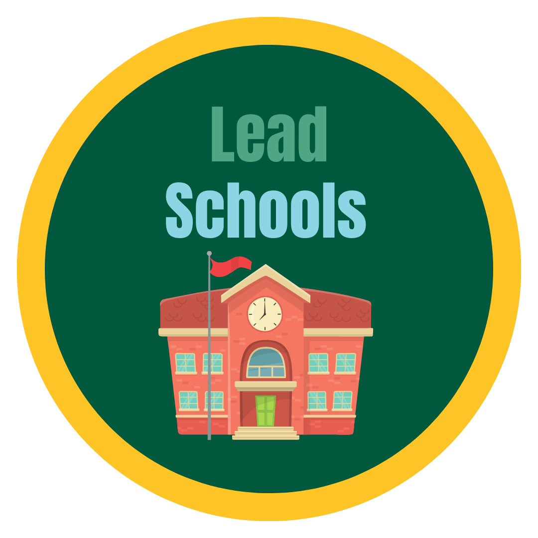 Illustration of a school building with the text ‘Lead Schools’ on a green background