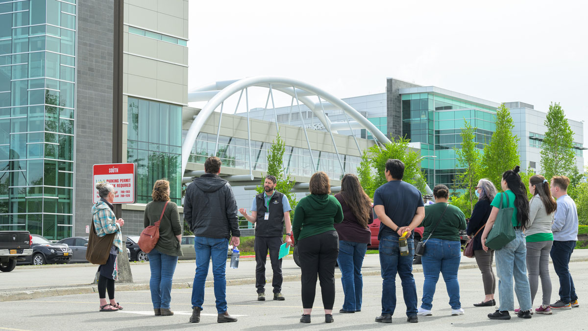 Employees enjoying a guided walk outside