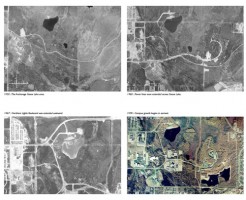 Aerial views of the campus area from 1950, 1960, 1967 and 1978.