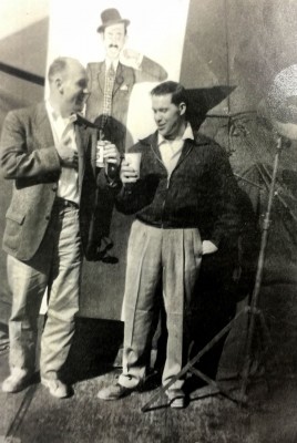 Jack Roderick, left, stands with Locke Jacobs, a self-taught geologist credited with finding Alaska's first commercial deposit of oil, in the Kenai Moose Range. (John R. "Jack" Roderick papers, Archives and Special Collections, Consortium Library, University of Alaska Anchorage).