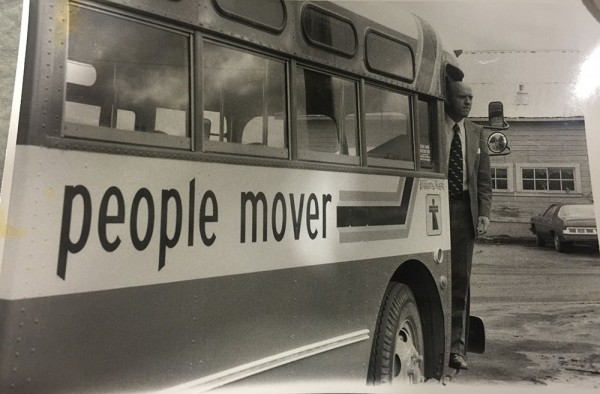 Jack Roderick launched the People Mover public transportation system while he was mayor of the Greater Anchorage Area Borough. (John R. "Jack" Roderick papers, Archives and Special Collections, University of Alaska Anchorage).