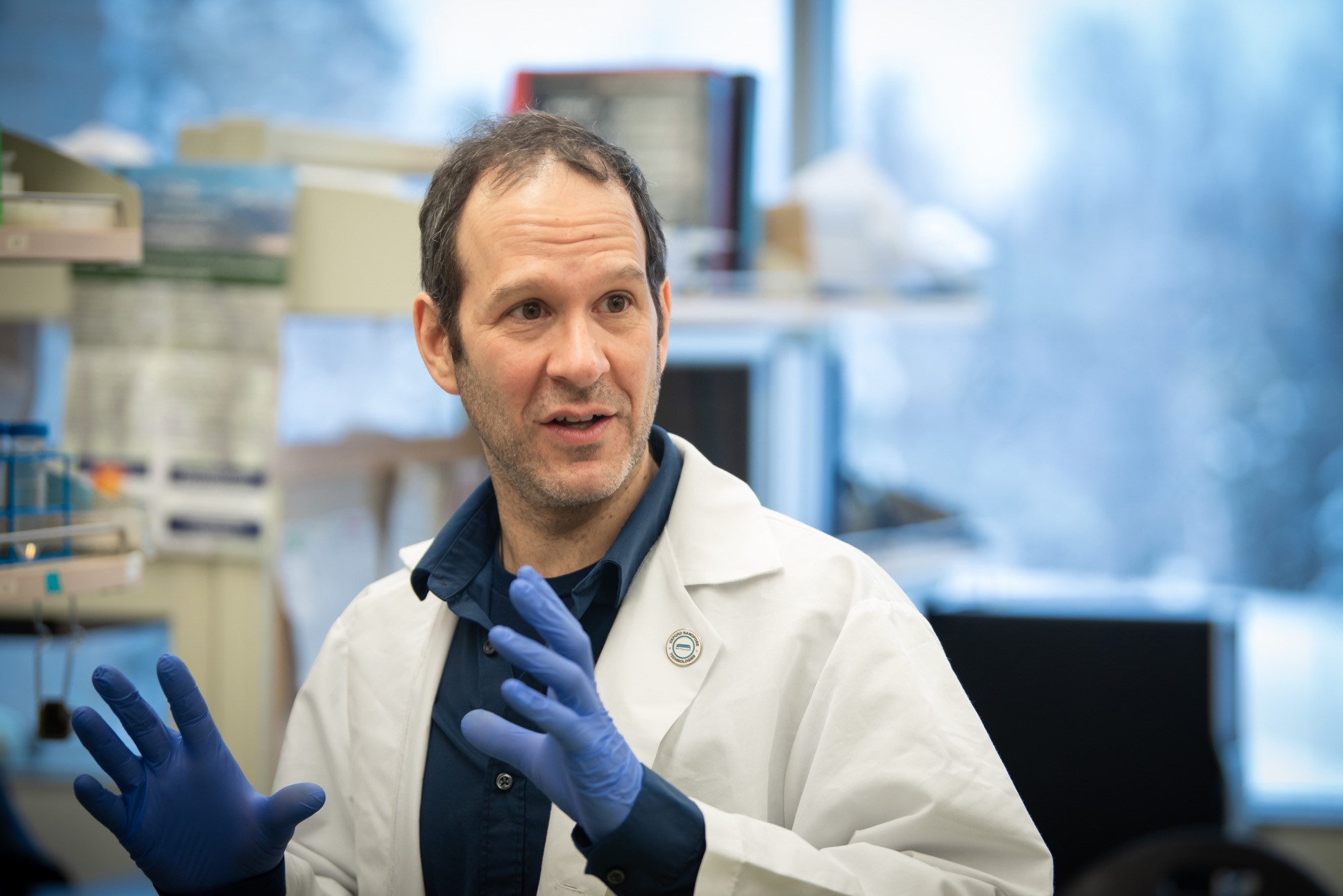 Biological Sciences associate professor Eric Bortz discusses coronaviruses in his lab in UAA's ConocoPhillips Integrated Science Building.