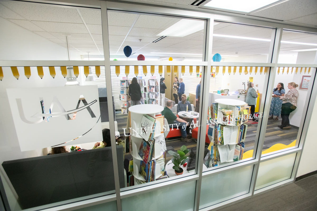 UAA's School of Education hosts an open house to showcase its new literacy lounge and office space in the Professional Studies Building.