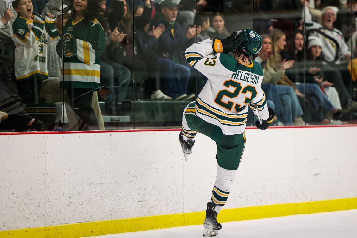 Max Helgeson in a hockey rink