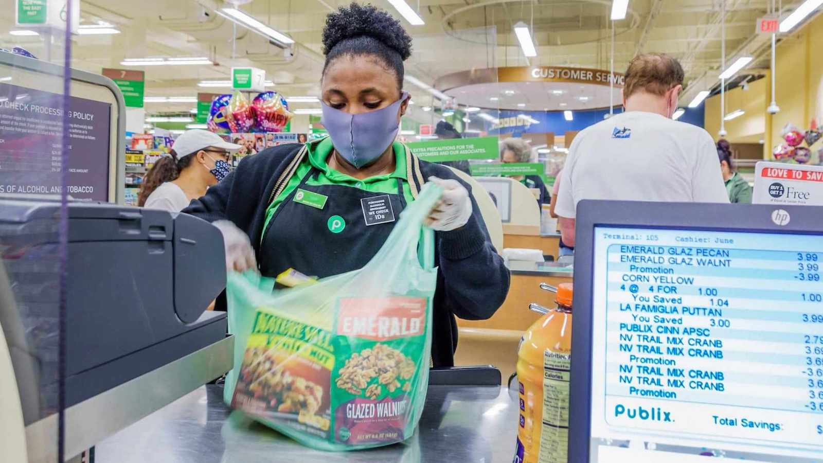 masked cashier